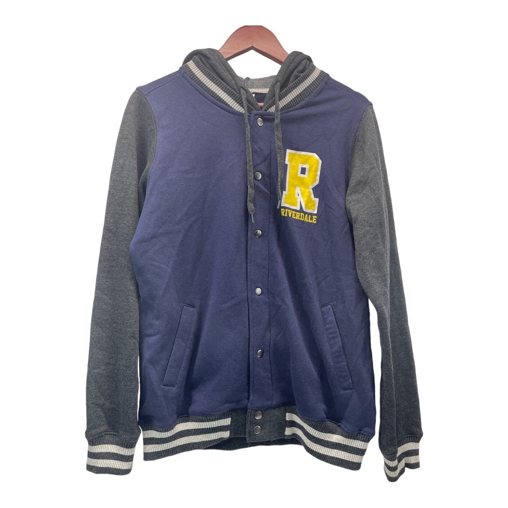Riverdale Men's Youth‎ Large Blue Black Letterman Hooded Jacket